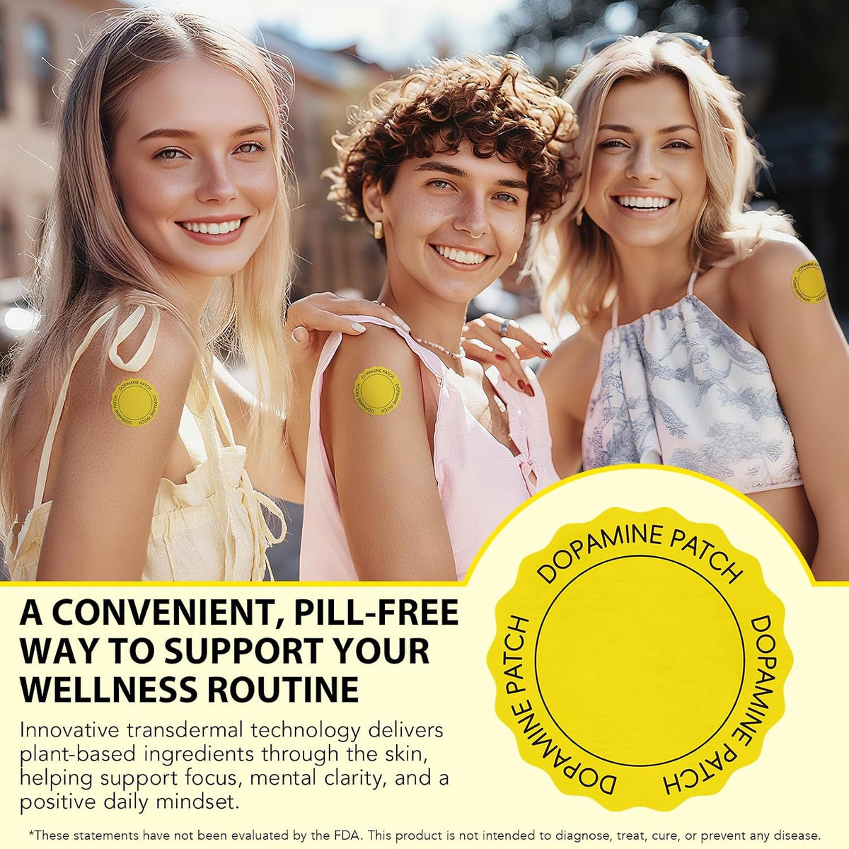 Dopamine Patches | 30PCS Mood Boost & Positivity Support | Vegan Mood Support Patches for Daily Mental Wellness, Plant-Based Formula, Supports Dopamine & Serotonin Balance